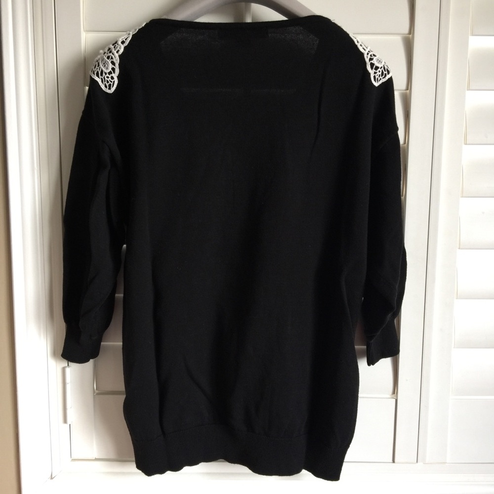 Forever21 100% cotton crochet black sweater - Picture 2 of 8